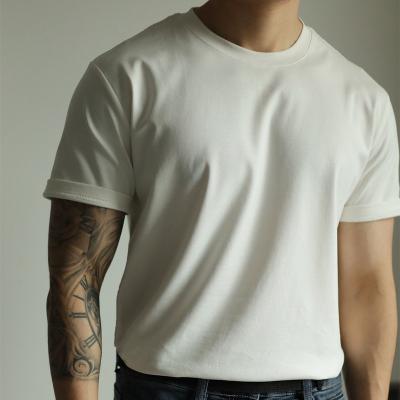 China Breathable heavy cotton short sleeve T-shirt solid color round neck for sale