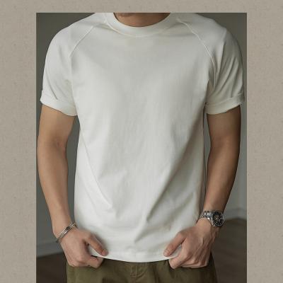 China Breathable heavy cotton short sleeve T-shirt solid color round neck for sale