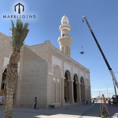 China Modern Interior Exterior Cream Marfil Limestone Project Mosque Doha Marble Floor And Column Of Facade for sale