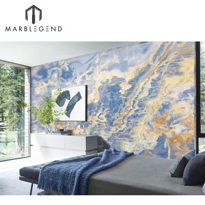 China Feature Modern Interior Luxury Decorative Wall Cladding Slabs Blue Onyx Marble Blue Onyx Marble For Villa for sale