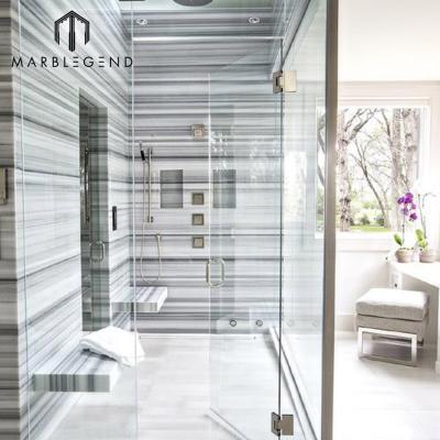 China Modern Marmara Wooden Gray Marble Equator Vein Design Bathroom Slabs White Marble Price for sale