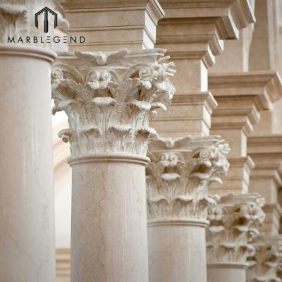 China Hot Sale PFM Stone Pillar Solid Natural Marble Stone Roman Column for sale