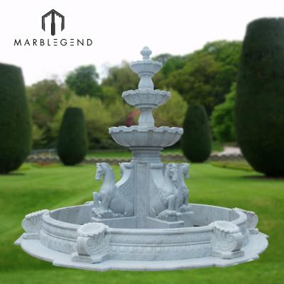 China PFM Garden Decoration Modern Hand Carved Chinese Natural Marble Large Outdoor Water Fountain for sale