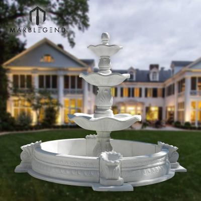 China Beautiful European Fine Polished Hand Carved Flower Marble Fountain Outdoor Fountain for sale