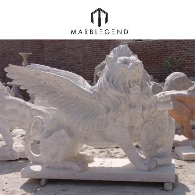 China Western Natural Chinese Marble Stone with Wing Lion Statue for sale