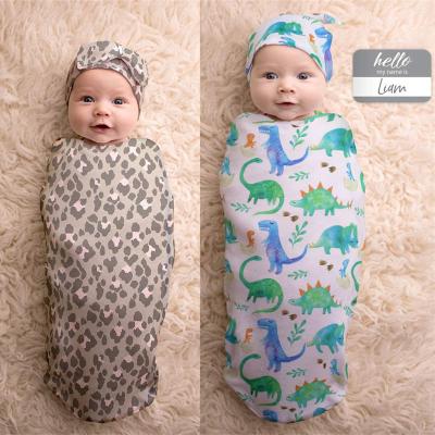 China Folded Baby Cocoon Wrap Newborn Sage Swaddle Wrap Sleep Sack With Matching Knot Top Hat for sale