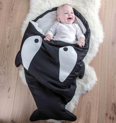 China Cotton Breathable Cute Animal Carrier Infant Shark Cover Warm Cartoon Wrap Envelope Baby Sleeping Bag for sale