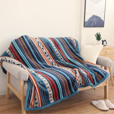 China Bohemian Soft Plush Flannel Throw Eco-Friendly Sherpa Blanket Throws For Bed/Couch/Sofa/Office/Camping for sale