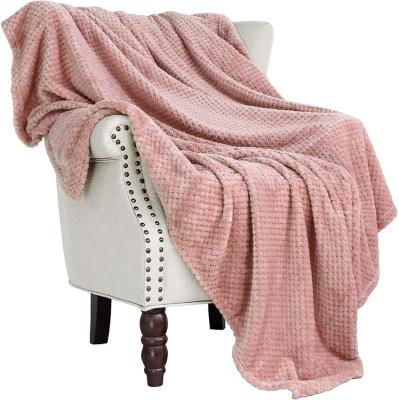 China Sustainable Flannel Fleece Super Soft Velvet Plush Large Waffle Throw Blanket for sale