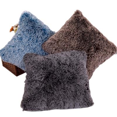 China Long Pile Sustainable Fleece Shaggy Plush Cushion Covers 50x50cm , Decorative Soft Tile Shape Covers For Sofa for sale