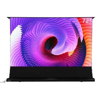 China 72 Inch ALR Electric Black Crystal Electric Tab-Stretched Roll Up Long Screen Auto Obsidian Focus With Short/Long Throw Spotlight for sale