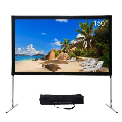 China View 150 16:9 Inch 8K Rear Projection Screen Projector Indoor Outdoor Portable Quick Retractable Screen With Height Adjustable Brackets for sale