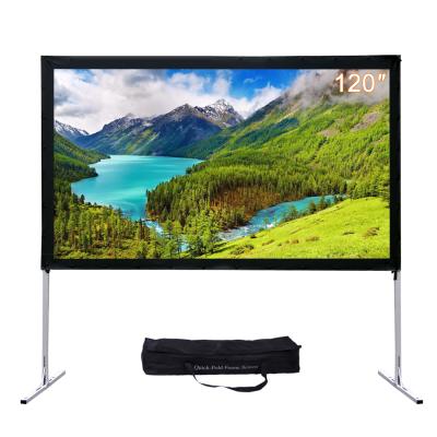 China View 120 Inch Portable Quick Folding Front Rear Projector Screen With Aluminum Floor Stand For Outdoor Concert Shows Cinema for sale