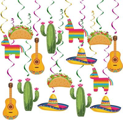 China Fiesta party supplies 20Pcs Mexican Fiesta Hanging Swirl Decorations Mexican Fiesta Cinco De Mayo Party Supplies Taco Twosday Birthday Theme Taco Part for sale