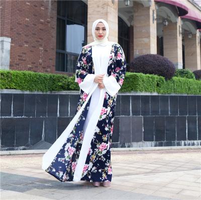 China fashion color muslim elegant floral joint open abaya muslim kaftan LR124 for sale