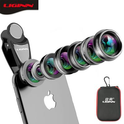 China Double Sided 7 Layers Coated LIGINN 7 in 1 Kit FULL 198 Degree Kaleidoscope Mobile Phone Camera Lens 0.36X Wide Angle Fisheye 15X Telephoto Macro for sale