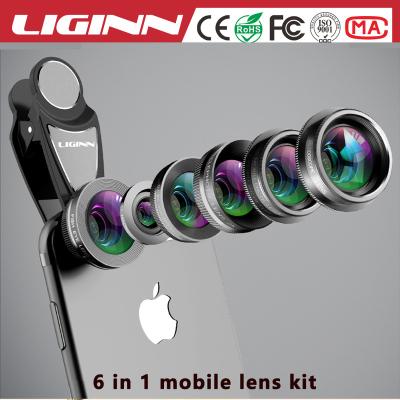 China 7 Layer Blue Coating 2018 LIGINN 6 in1 Cell Phone Camera Lens Kit Wide Angle Fisheye Kaleidoscope FULL Macro Lens For Nikon Smartphone for sale