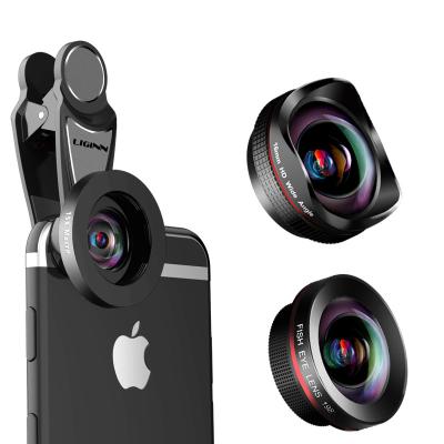 China Portable LIGINN Stretching 3 in 1 Wide Angel Fishe Camera Mobile Phone Lenses for sale