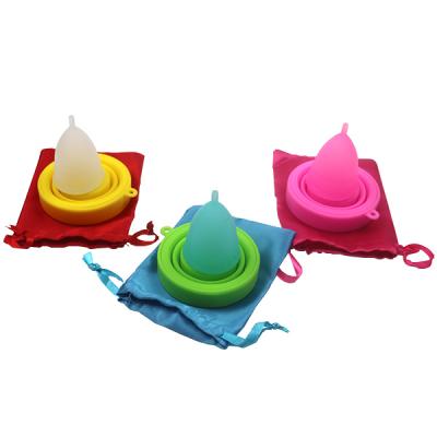 China High Quality Feminine Hygiene Menstrual Cups 100% Medical Silicone, Women Menstrual Cup Set With Remover for sale