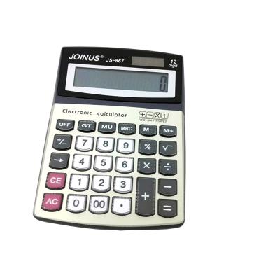 China Large Electronic Desktop General Purpose Digital White Transparent Calculator 12 Button Solar Calculator for sale