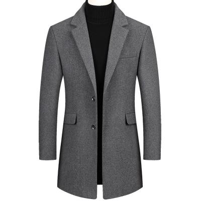 China Anti-wrinkle Autumn Winter Solid Color Long Warm Casual Blazer Men Woolen Coat for sale