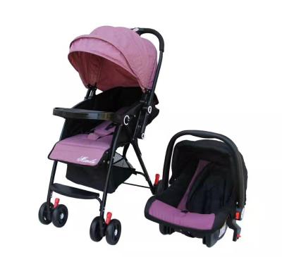 China 2021 Polyester Children Trolley Stroller 4 Wheels Baby Stroller Walker 3 In 1 New Popular Kids Baby Stroller for sale