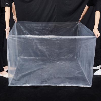 China Waterproof Industrial Packaging Printed Square Bottom Clear PE Plastic Pallet Cover Bag for sale