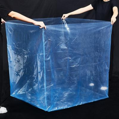 China Waterproof Rust Proof Packaging Pallet Cover Large Square Bottom PE Plastic Clear Blue Bags for sale