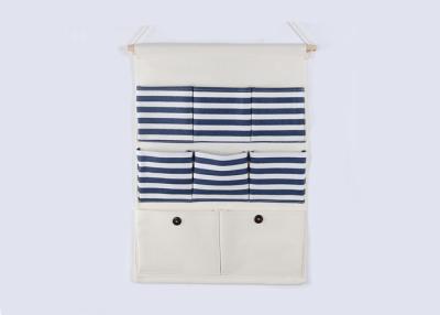 China Puting hanging storage bag pockets organizer door wall chest holder customizable blue red stripe cotton for sale