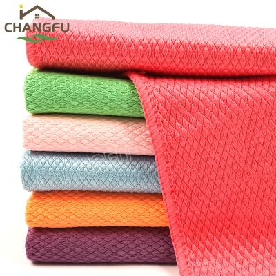 China Wholesale Cleaning Cloth QUICK DRY Microfiber Diamond Cleaning Cloth Glass Fishscale for sale