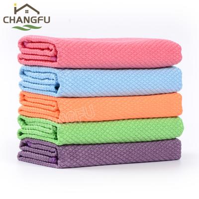 China QUICK DRY Water Absorbent Dishcloth Changfu Microfiber Glass Cleaning Cloths for sale