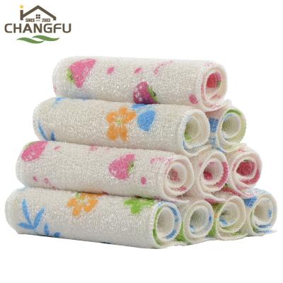 China Sustainable Changfu Flower Pattern Fiber Bamboo Bowl Cleaning Cloth Bamboo Microfiber Towel for sale