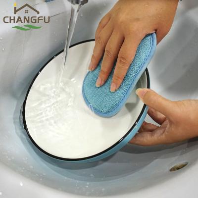 China High Quality Viable Microfiber Kitchen Sponge Dish Washing Scrubber Sponge Cleaning Scouring Pad for sale