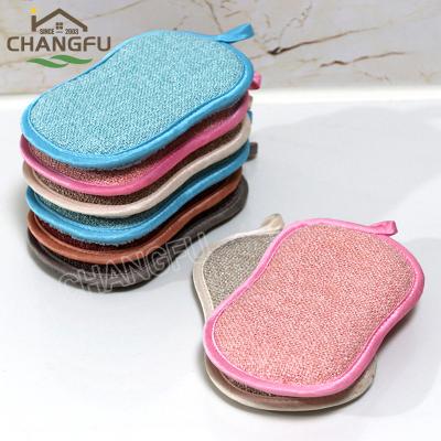 China Sustainable Quick Drying Changfu Microfiber Kitchen Dish Sponge Tableware Cleaning Pad for sale