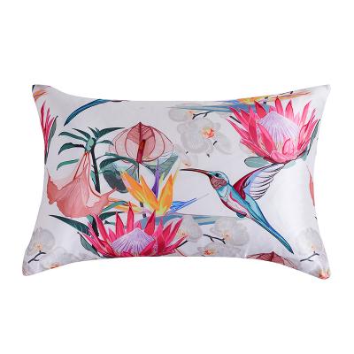 China Hot Sale Standard Size Anti-static Luxury Flower Printed Satin Pillow Case With Envelope Closure for sale