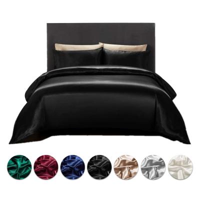 China China Manufacture Solid Color Queen Size Satin Polyester Anti Static Bedding Set for sale