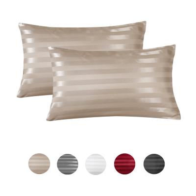 China 20x26 Inch Pillowcase Silk Satin Pillowcase Cooling Striped Pillowcase With Envelope Closure for sale