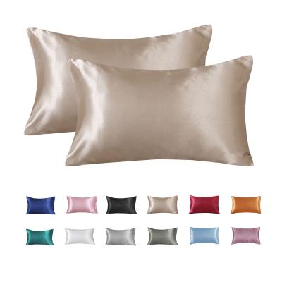 China Wholesale 80gsm Polyester Luxury Satin Fabric Champagne Anti-pilling 100% Silk Pillowcase With Zipper for sale