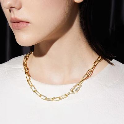 China High Quality Popular Gold Plated Cuban Link Necklace With Zircon Hip Hop Jewelry Necklace for sale