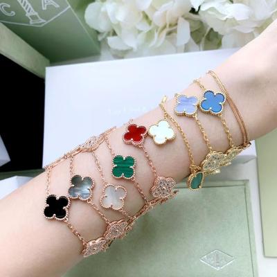 China TRENDY 925 Sterling Silver Bracelet 4 Tasty Tennis Blue Four Leaf Clover Bracelet Jewelry for sale