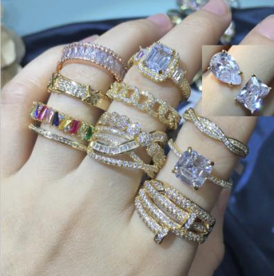 China FASHIONABLE Gold Plated Paved Setting Zircon 925 Sterling Silver Wedding Rings Jewelry For Women for sale