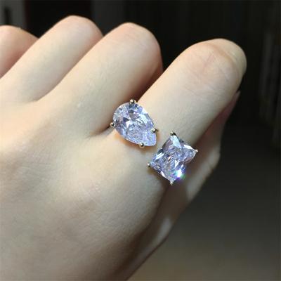 China FASHIONED Luxury Jewelry 925 Sterling Silver or Brass Diamond Engagement Bridal Promise Wedding Rings for Women for sale