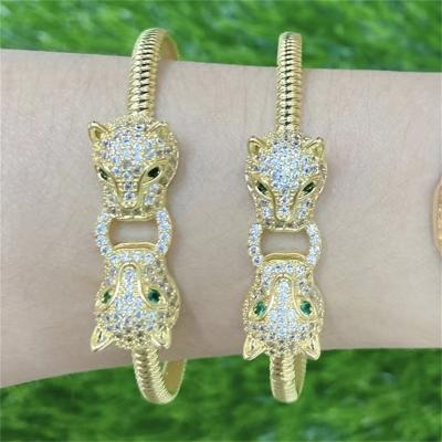 China Fashion Style CLASSIC Gold Plated Leopard Bangles & Bangles Zircon Head Bracelet For Jewelry for sale