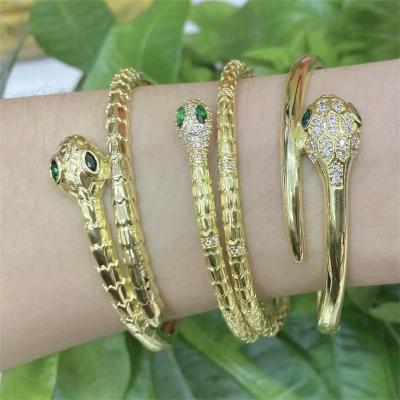 China CLASSIC trendy gold plated snake bracelets opening cuff bracelet for women zircon hips hops bracelet for sale