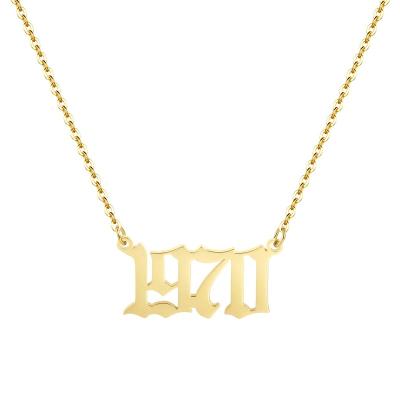 China Exquisite Layered Necklaces Appearance 18k 316L Gold Stainless Steel Classic Layered Necklace Personalized Year 1970-2024 Arabic Number Pendant Necklace for sale