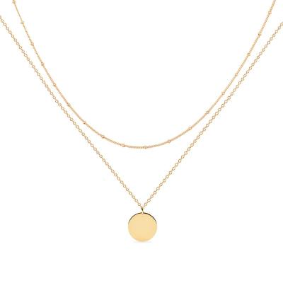 China Exquisite Layered Necklaces Appearance Delicacy Disc Choker Necklace Layered Circle Coin Necklace Y Real Pendant Necklace 14K Gold Plated Necklace For Women for sale