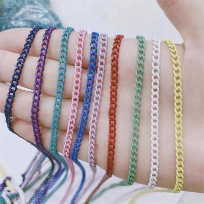 China For DIY Jewelry Making Wholesale Enamel Brass Material Square Cuban Box Chain DIY Jewelry Bulk Roll Chains For Necklace for sale