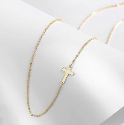 China Exquisite Appearance 18k Gold/Silver Plated Simple Tiny Evil&Eye Turquoise Cross Simple Pendant Choker Necklace For Women Girls for sale