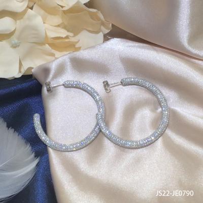 China Hot Selling Crystal Diamond Hoop Earring Exquisite Appearance Designer Circle Hoop Earrings 925 Sterling Silver Women for sale