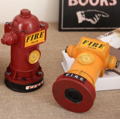 China Retro Save Money Vintage Fire Hydrant Coin Bank Resin Saving Coin Bank Coin Box for sale